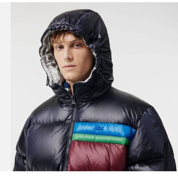 Lacoste Reversible Colorblock Accent Down Jacket Men's Size M/52 $450 Puffer - Picture 7 of 15